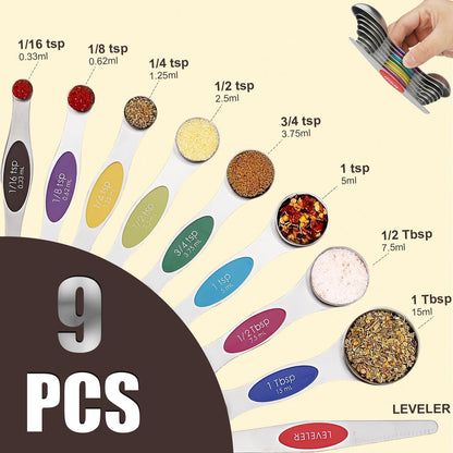 Magnetic Measuring Spoons Set of 8-Multicolor