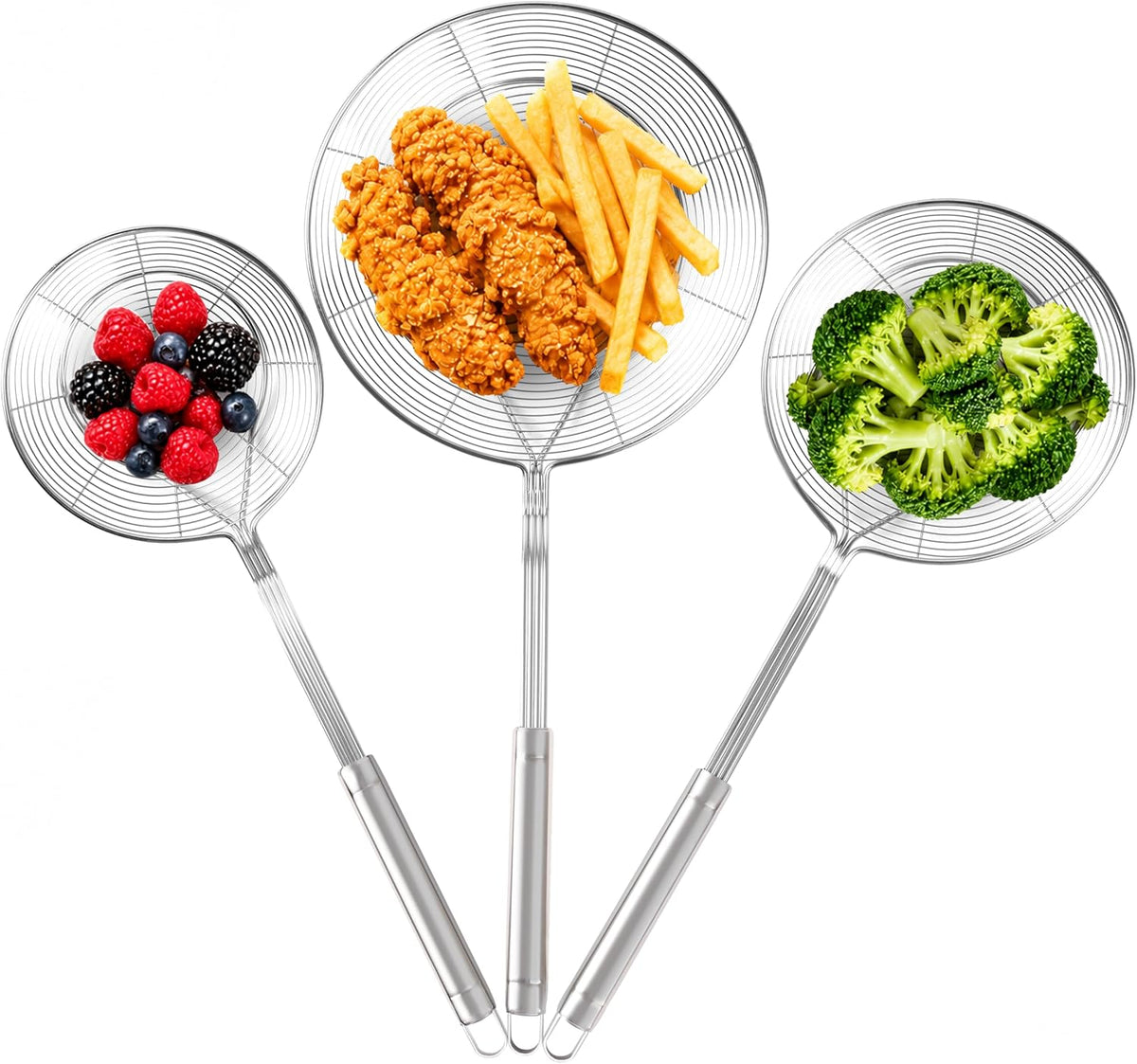 Spider Strainer Set of 4, Stainless Steel Skimmers, 4 Sizes