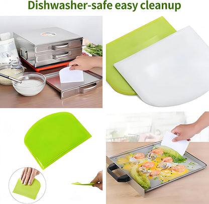 Dough Scraper Set, 5-Pack Food-Safe Plastic Bench Scrapers