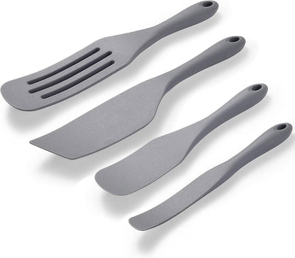 Silicone Spatula Set, Heat Resistant Non-Stick Kitchen Utensils, Silicone Turner Spatulas for Cooking, Frying & Pancake, Light Grey