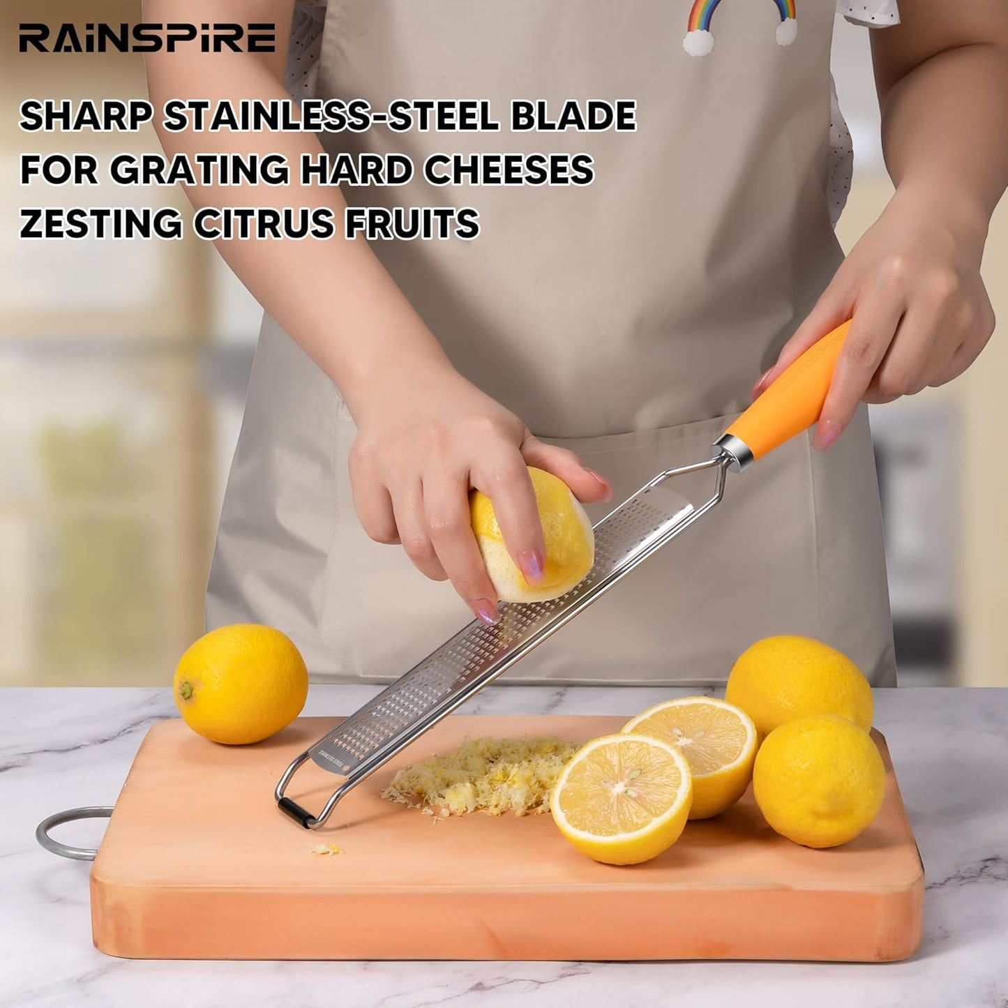 Upgraded Citrus Lemon Zester Grater, Easy Clean Dishwasher Safe, for Ginger Garlic Parmesan Cheese, 304 Stainless Steel Blade, Protect Cover, Baking Supplies, Black