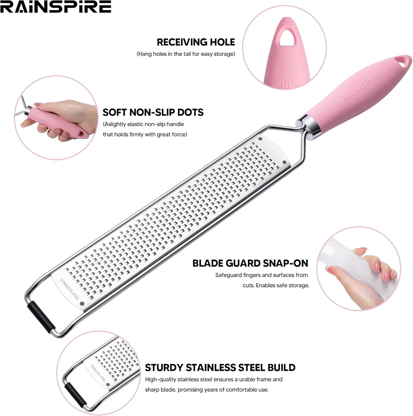 Upgraded Citrus Lemon Zester Grater, Easy Clean Dishwasher Safe, for Ginger Garlic Parmesan Cheese, 304 Stainless Steel Blade, Protect Cover, Baking Supplies, Black