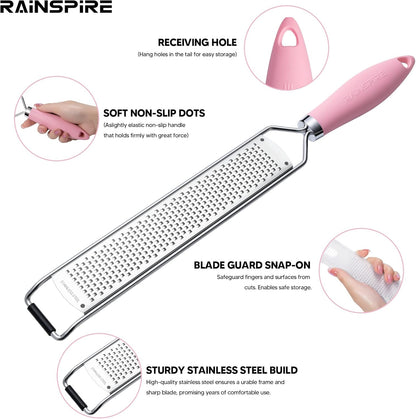 Upgraded Citrus Lemon Zester Grater, Easy Clean Dishwasher Safe, for Ginger Garlic Parmesan Cheese, 304 Stainless Steel Blade, Protect Cover, Baking Supplies, Black