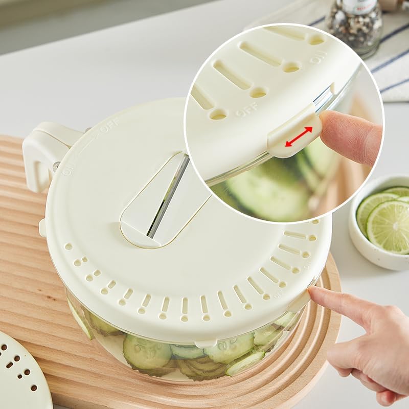 Fruit and Salad Washing Bowl with Strainer,Colander for Kitchen,Multi-Functional Vegetable and Food Drainer with Lid, Handle and Fork,Portable Fruit and Salad Containers for Fridge,BPA Free，Grape