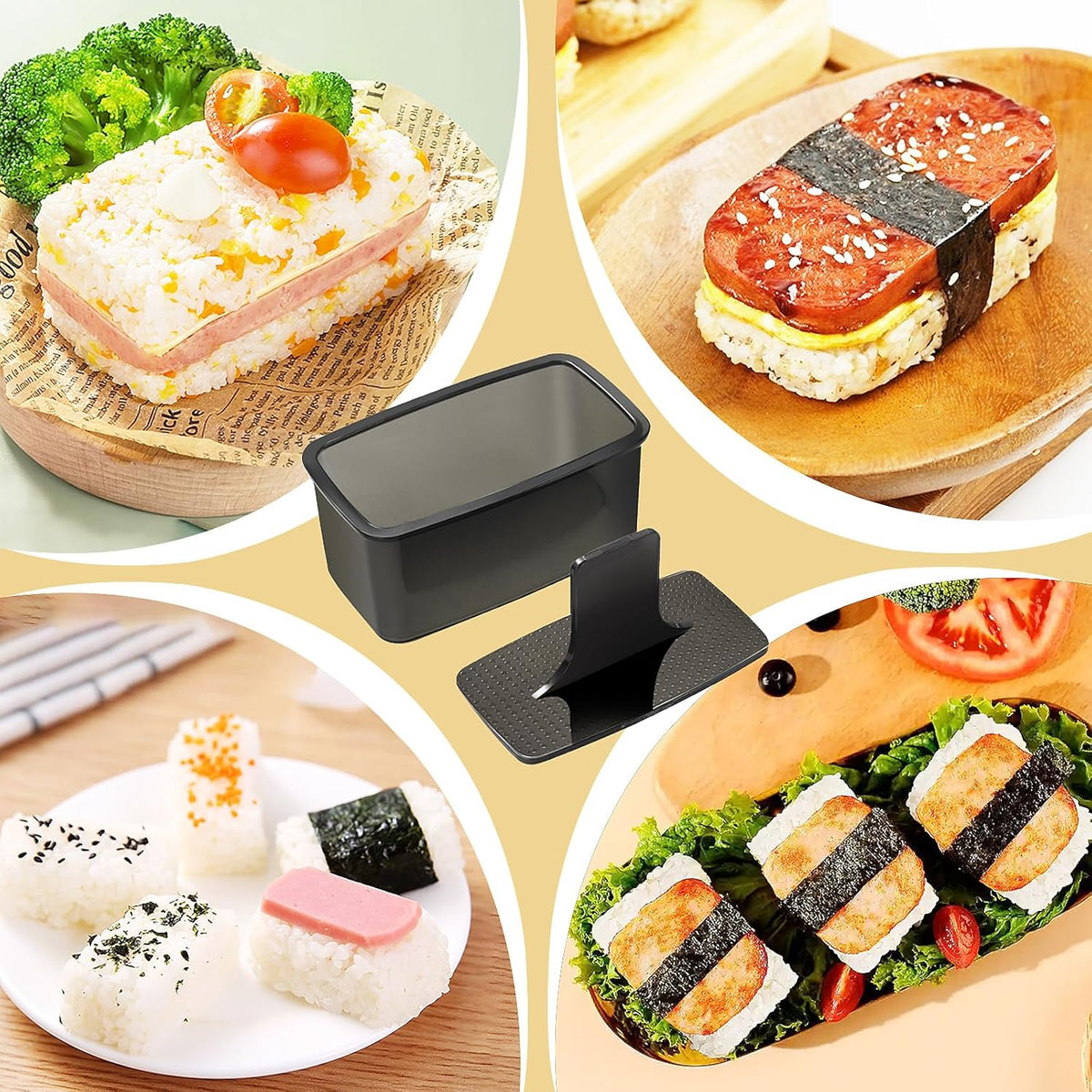 Musubi Press Mold Kit, 2 Pack Clear Musubi Maker with Stainless Steel 304 Luncheon Meat Slicer for SPAM