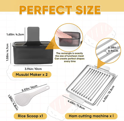 Musubi Press Mold Kit, 2 Pack Clear Musubi Maker with Stainless Steel 304 Luncheon Meat Slicer for SPAM