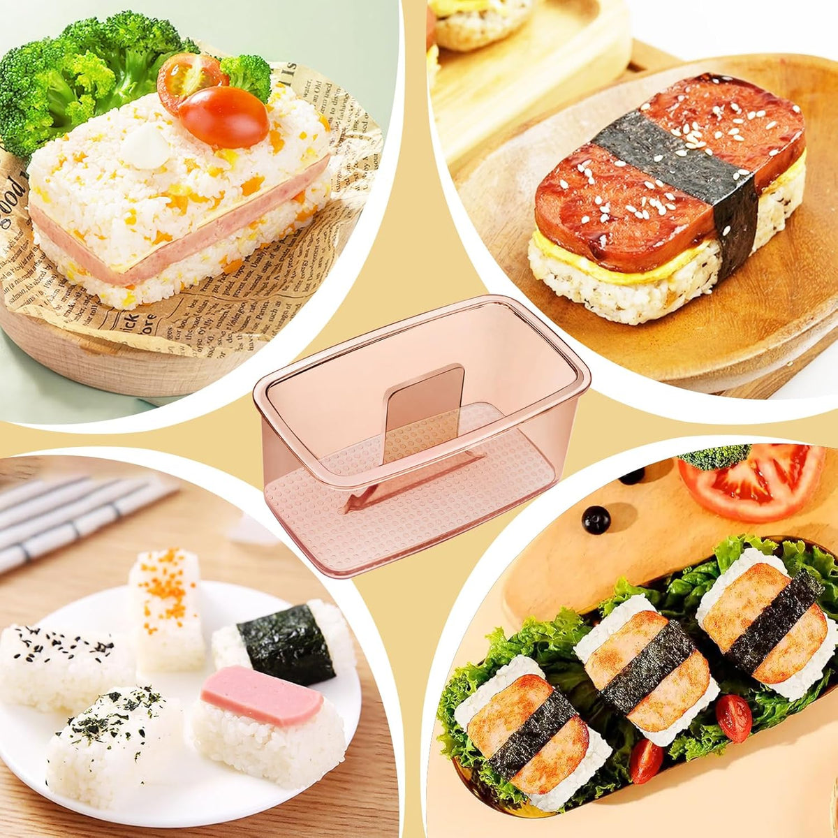 Musubi Press Mold Kit, 2 Pack Clear Musubi Maker with Stainless Steel 304 Luncheon Meat Slicer for SPAM