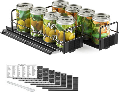 Pull Out Spice Rack Organizer for Cabinet, Heavy Duty Slide Out Seasoning Kitchen Organizer, Cabinet Organizer, with Labels, 5.2" W x10.75 D x10 H, 2 Drawers 2-Tier