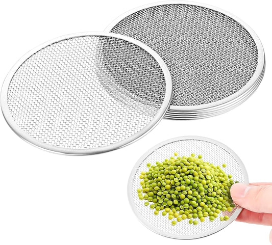 6 Pack Seed Sprouting Jar Lids - 304 Stainless Steel Screen Filter Strainer Lid for 82mm / 3.2in Wide Mouth Mason Jars, Mesh Bean Sprout Sieve Lids for Bean, Alfalfa, Broccoli, Lentil & More at Home