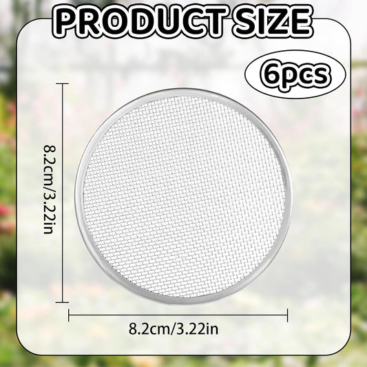 6 Pack Seed Sprouting Jar Lids - 304 Stainless Steel Screen Filter Strainer Lid for 82mm / 3.2in Wide Mouth Mason Jars, Mesh Bean Sprout Sieve Lids for Bean, Alfalfa, Broccoli, Lentil & More at Home