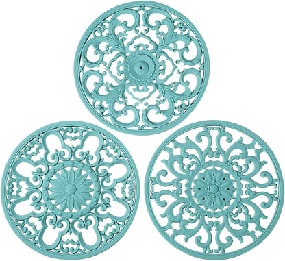 Extra Thick Silicone Trivet Mat for Hot Dishes, Hot Pots and Pans, Pot Holder, Hot Pad to Protect Your Table and Countertop, Kitchen Decor and Accessories,Black,Set of 3