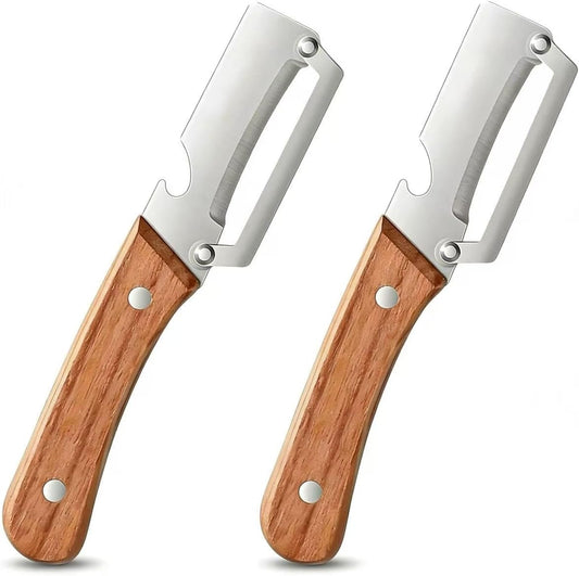 2026New Multi-function Vegetable Peeler, Kitchen Multi-function Stainless Steel Thickened Fruit Peeler Knife with Wooden Handle 2-1Suitable for Peeling Vegetable Fruits (2PCS)