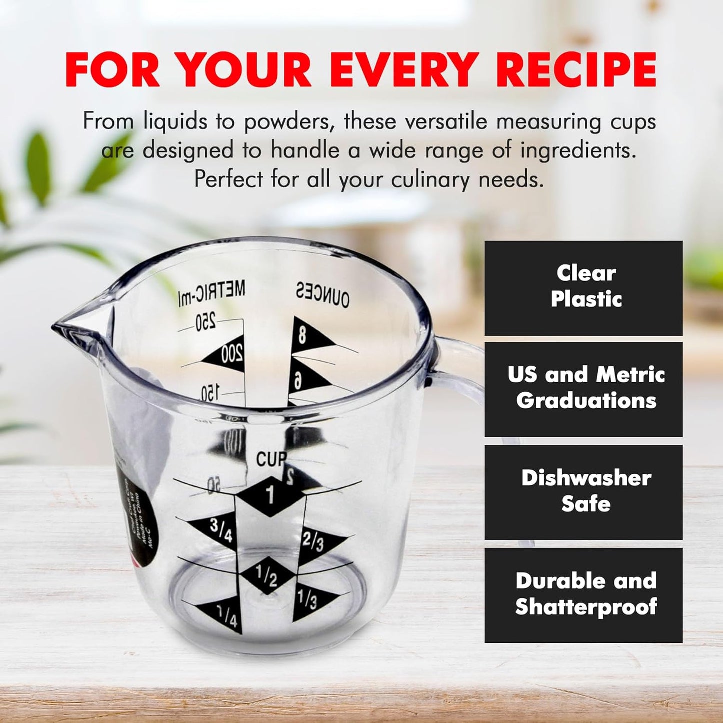 Chef Craft Select Plastic Measuring Cup, 4 Cup, Clear