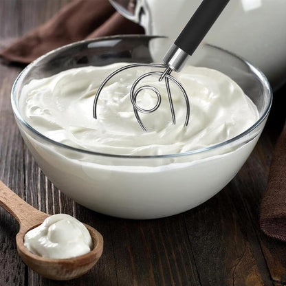 Stainless Steel Dough Whisk for Dutch Bread with Rubber Anti-slip Handle Manual Dough Mixer Pastry Blender Whisking Tools for Baking - 12 inch