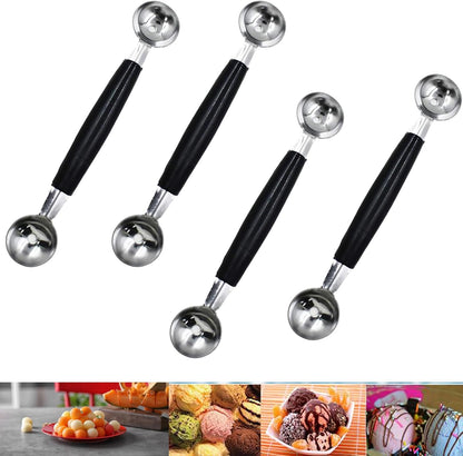 4 Pack Double Ended Headed Fruit Icecream Ball Spoon Melon Baller