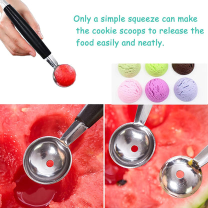 4 Pack Double Ended Headed Fruit Icecream Ball Spoon Melon Baller