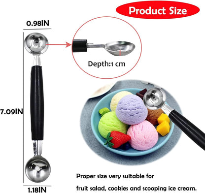 4 Pack Double Ended Headed Fruit Icecream Ball Spoon Melon Baller