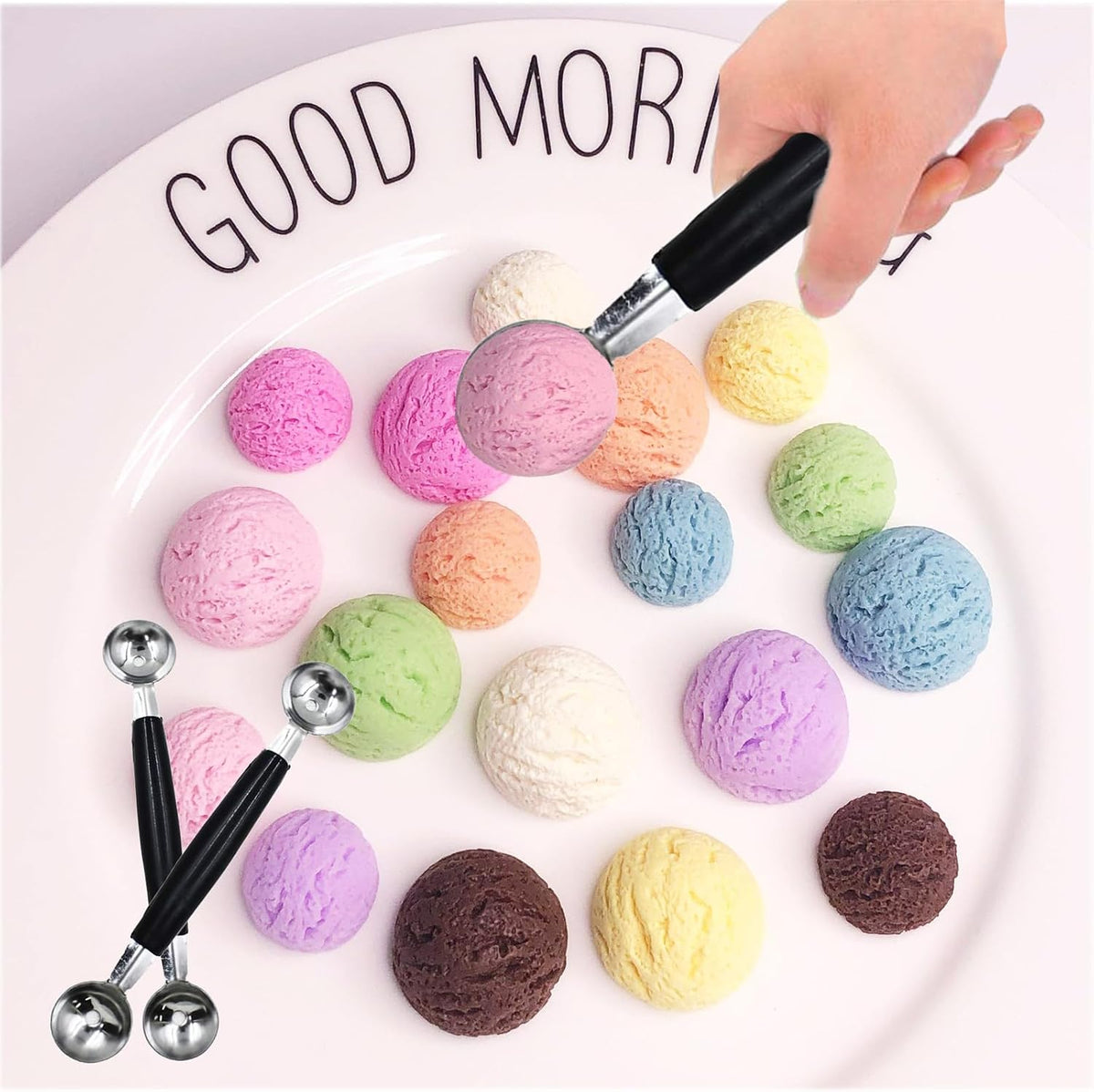 4 Pack Double Ended Headed Fruit Icecream Ball Spoon Melon Baller