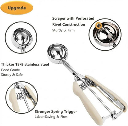 Cookie Scoop Set, 3Pcs Ice Cream Scoop, Cookie Scoops for Baking Set of 3, 18/8 Stainless Steel Cookie Scooper for Baking, Ice Cream Scooper with Trigger Release, Cookie Dough Scoop with Non-slip Grip