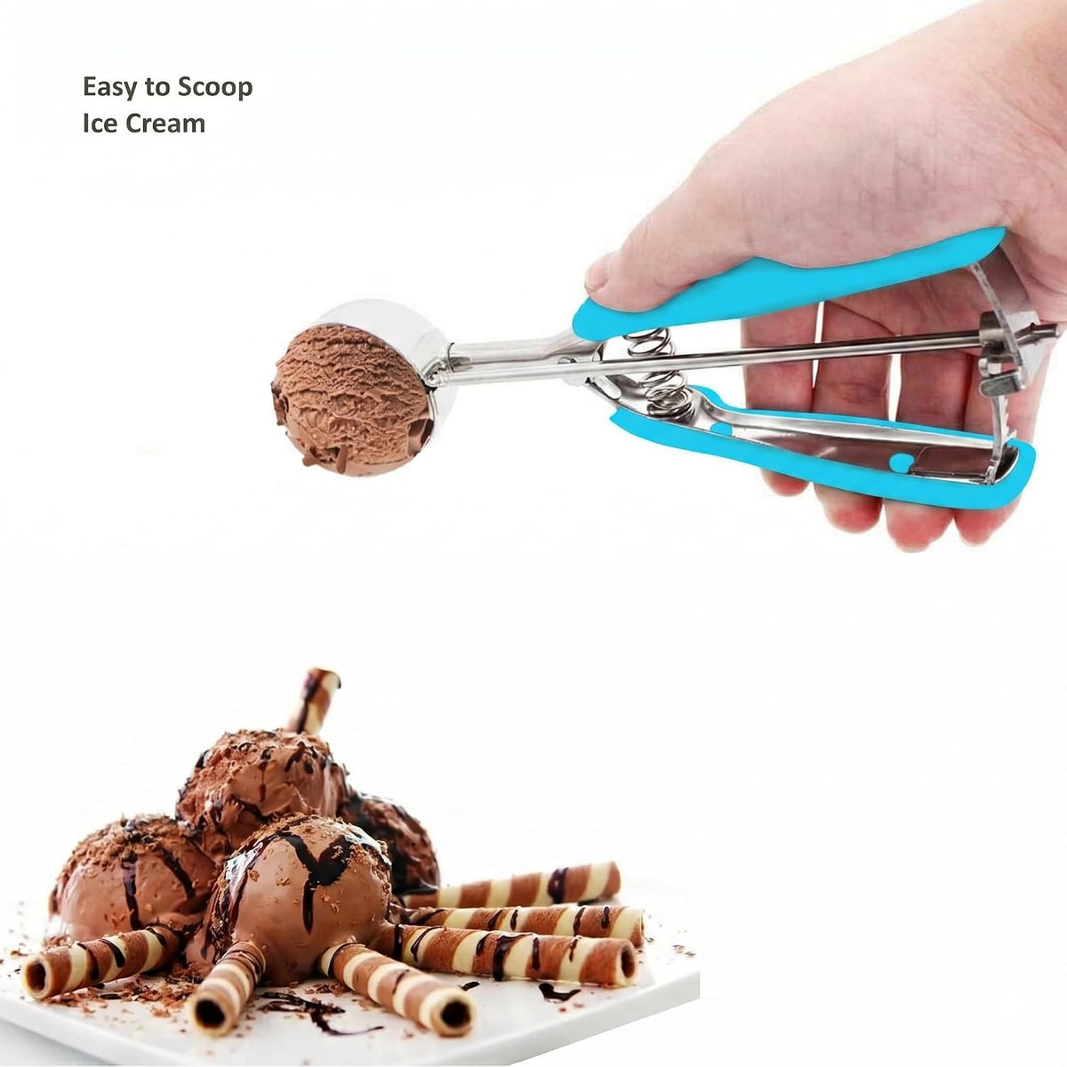 Cookie Scoop Set, 3Pcs Ice Cream Scoop, Cookie Scoops for Baking Set of 3, 18/8 Stainless Steel Cookie Scooper for Baking, Ice Cream Scooper with Trigger Release, Cookie Dough Scoop with Non-slip Grip