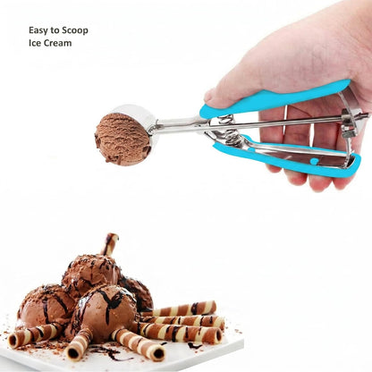 Cookie Scoop Set, 3Pcs Ice Cream Scoop, Cookie Scoops for Baking Set of 3, 18/8 Stainless Steel Cookie Scooper for Baking, Ice Cream Scooper with Trigger Release, Cookie Dough Scoop with Non-slip Grip
