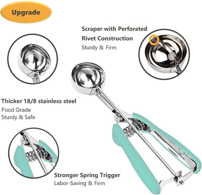 Cookie Scoop Set, 3Pcs Ice Cream Scoop, Cookie Scoops for Baking Set of 3, 18/8 Stainless Steel Cookie Scooper for Baking, Ice Cream Scooper with Trigger Release, Cookie Dough Scoop with Non-slip Grip