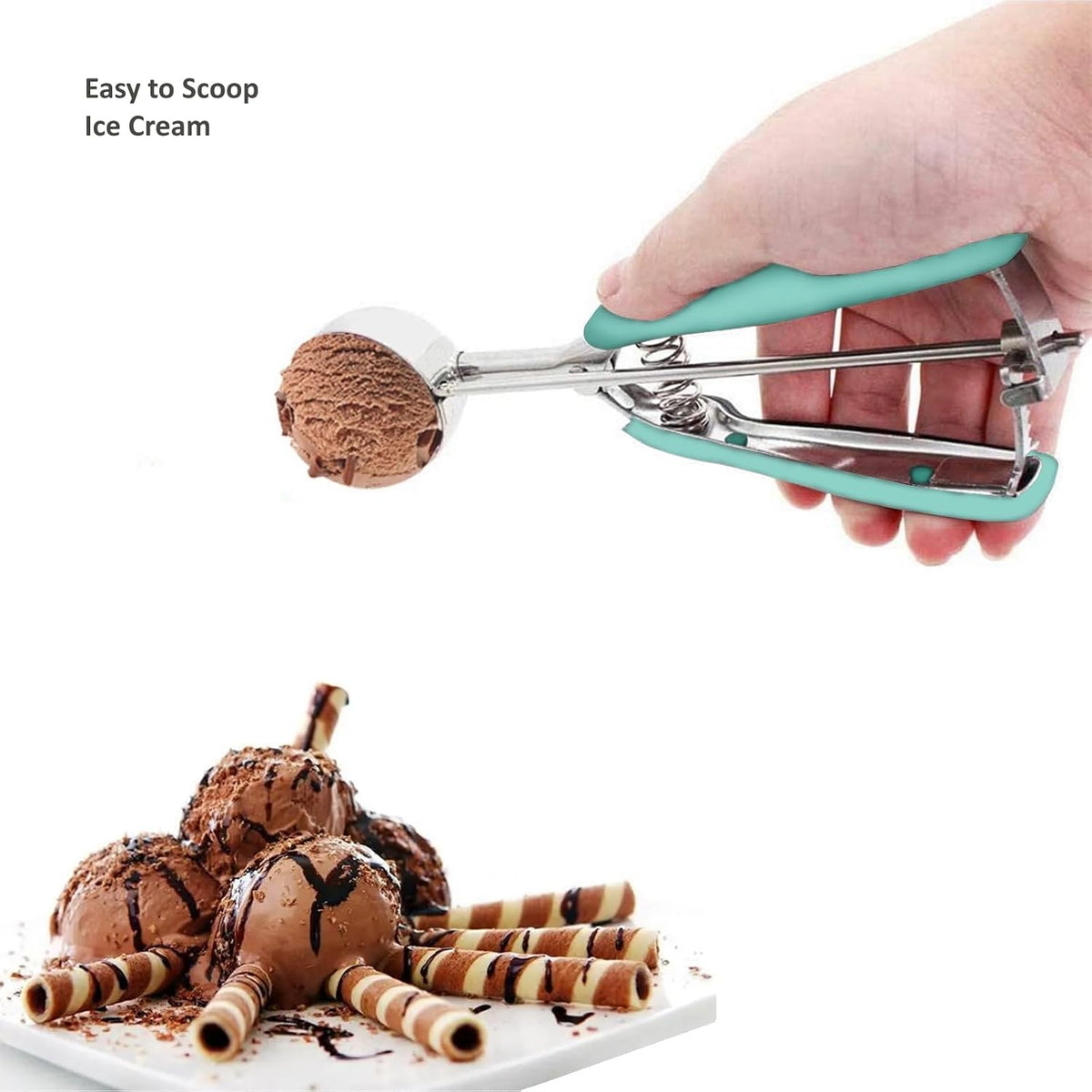Cookie Scoop Set, 3Pcs Ice Cream Scoop, Cookie Scoops for Baking Set of 3, 18/8 Stainless Steel Cookie Scooper for Baking, Ice Cream Scooper with Trigger Release, Cookie Dough Scoop with Non-slip Grip