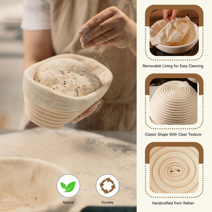Sourdough Starter Kit, 50oz Jar, Banneton Bread Proofing Baskets