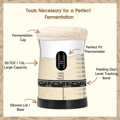 Sourdough Starter Kit, 50oz Jar, Banneton Bread Proofing Baskets