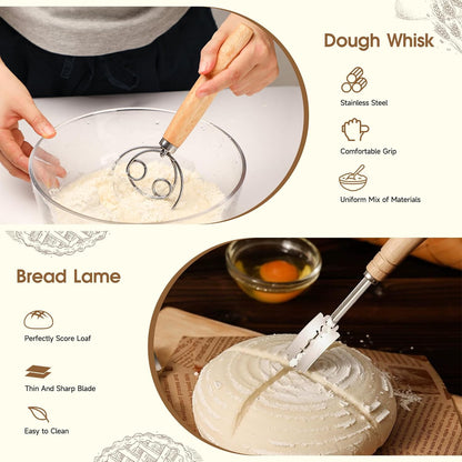 Sourdough Starter Kit, 50oz Jar, Banneton Bread Proofing Baskets