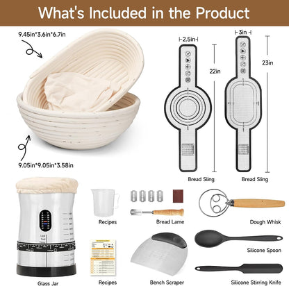 Sourdough Starter Kit, 50oz Jar, Banneton Bread Proofing Baskets