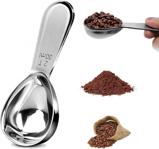 18/8 Stainless Steel Coffee Scoop, 2 Tbsp (30ml) Short Handle Spoon | Precise Measurement Spoon for Ground Coffee, Tea, Sugar, Flour