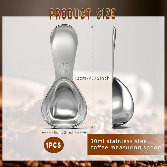 18/8 Stainless Steel Coffee Scoop, 2 Tbsp (30ml) Short Handle Spoon | Precise Measurement Spoon for Ground Coffee, Tea, Sugar, Flour