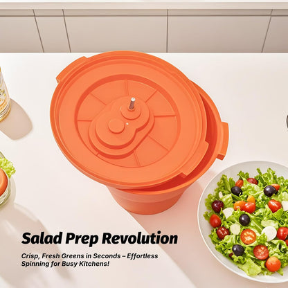 Commercial Salad Spinner 2.5 Gal / 10 Qt Heavy Duty Manual Lettuce Dryer with Stainless Steel Shaft, Large Capacity Vegetable Dryer Basket with Brake & Drain System for Restaurant Kitchen & Food Prep