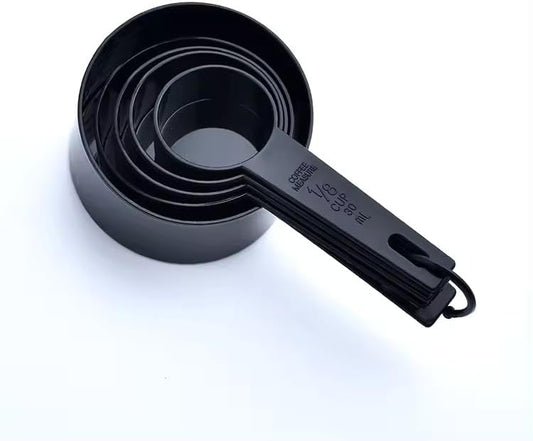 Ovenza Measuring Cups and Spoons Set, 10 Piece BPA-Free Plastic Kitchen Measuring Set, 5 Cups & 5 Spoons, Dishwasher Safe, Nesting Design for Baking and Cooking – Black
