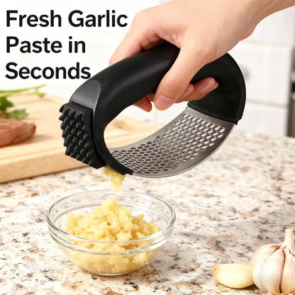 Garlic Press Rocker, Stainless Steel Garlic Press Rocker, Portable Kitchen Essential, Ergonomic Handle Design, Easy Mincing Crusher, Dishwasher Safe Fresh Garlic Tool