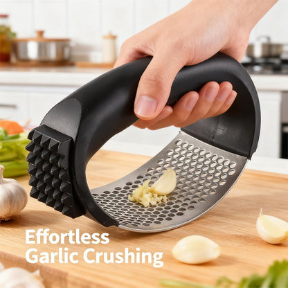 Garlic Press Rocker, Stainless Steel Garlic Press Rocker, Portable Kitchen Essential, Ergonomic Handle Design, Easy Mincing Crusher, Dishwasher Safe Fresh Garlic Tool