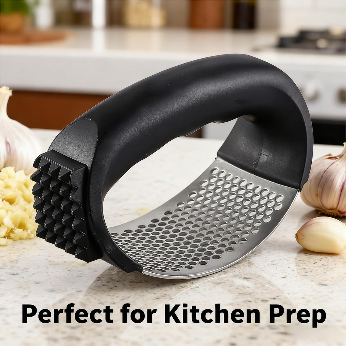 Garlic Press Rocker, Stainless Steel Garlic Press Rocker, Portable Kitchen Essential, Ergonomic Handle Design, Easy Mincing Crusher, Dishwasher Safe Fresh Garlic Tool
