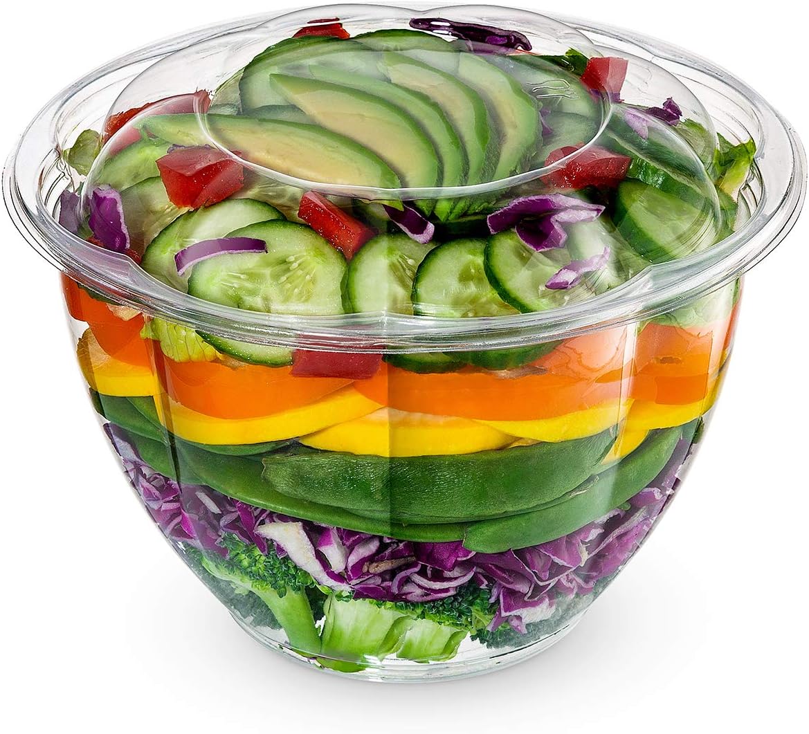 [18 oz. - 50 Count Clear Plastic Salad Bowls with Lids, Disposable Salad Containers - Perfect for Takeout, Salads, and Meal Prep (Formerly Comfy Package)