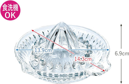 Toyo Sasaki Glass P-SGK-101-N Juicer/Squeezer, Clear, 5.5 x 5.6 x 2.8 inches (13.9 x 14.3 x 7 cm), Round, Lemon Squeezer, Dishwasher Safe, Made in Japan