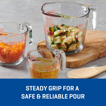 Triple Pour Glass Measuring Cup, 8 Oz Measuring Glass