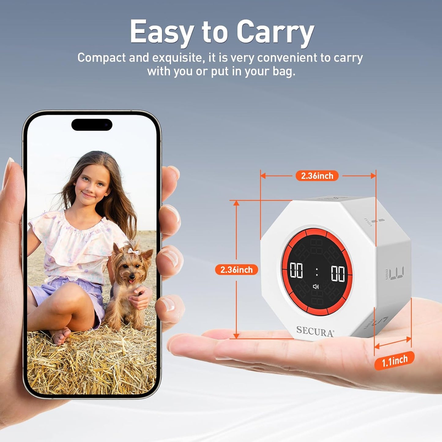 Pomodoro Timer for ADHD & Productivity, Flip Cube Timer with 7 Presets (1/3/5/10/15/30/60 Min), Visual Countdown Progress Bar for Work, Study, Kids & Desk (White)
