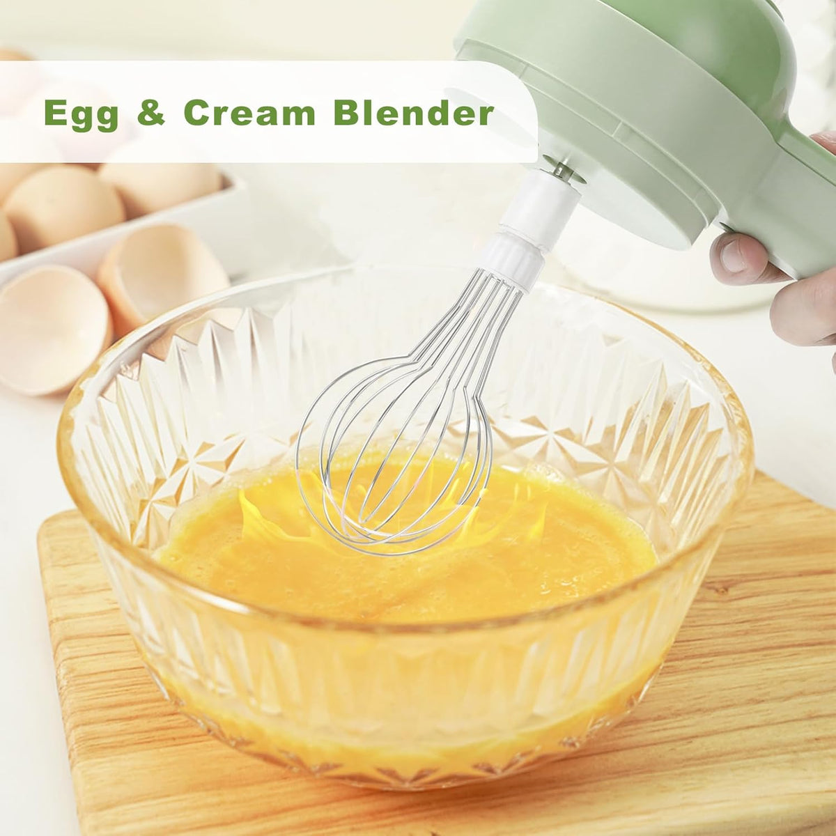 4 in 1 Multi-Functional Portable Electric Vegetable Cutter Set, Wireless Vegetable Processor for Garlic, Peppers, Onions, Celery, Ginger, Meat, With Brush, Comes with Egg & Cream Beater.