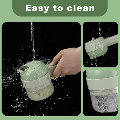 4 in 1 Multi-Functional Portable Electric Vegetable Cutter Set, Wireless Vegetable Processor for Garlic, Peppers, Onions, Celery, Ginger, Meat, With Brush, Comes with Egg & Cream Beater.