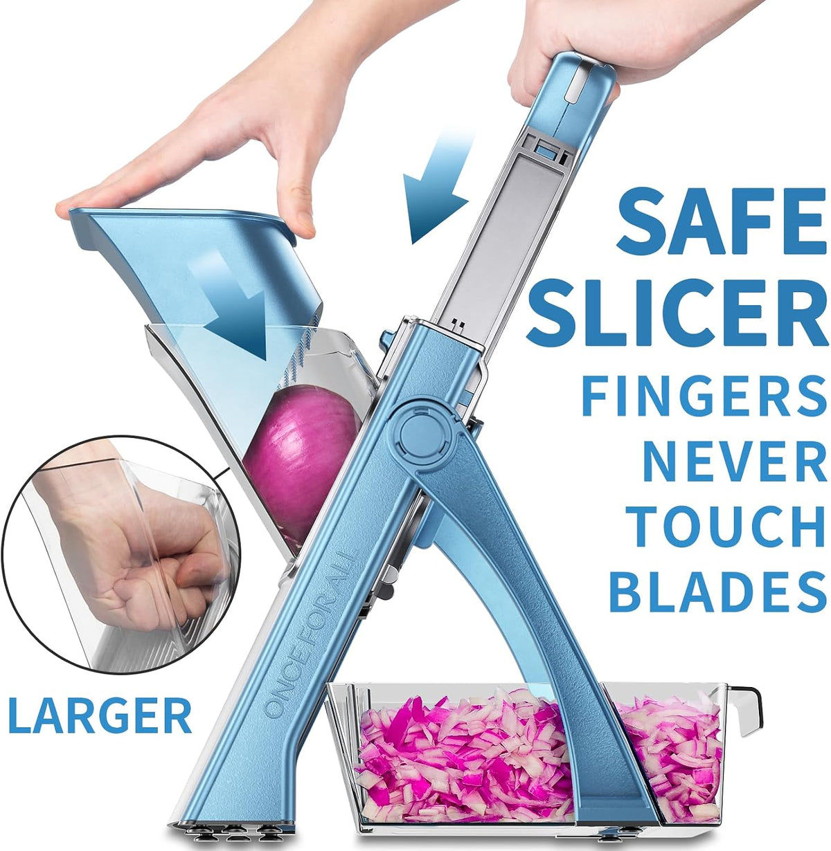 Upgrade Safe Mandoline Slicer Plus, Bigger Size, SkyBlue