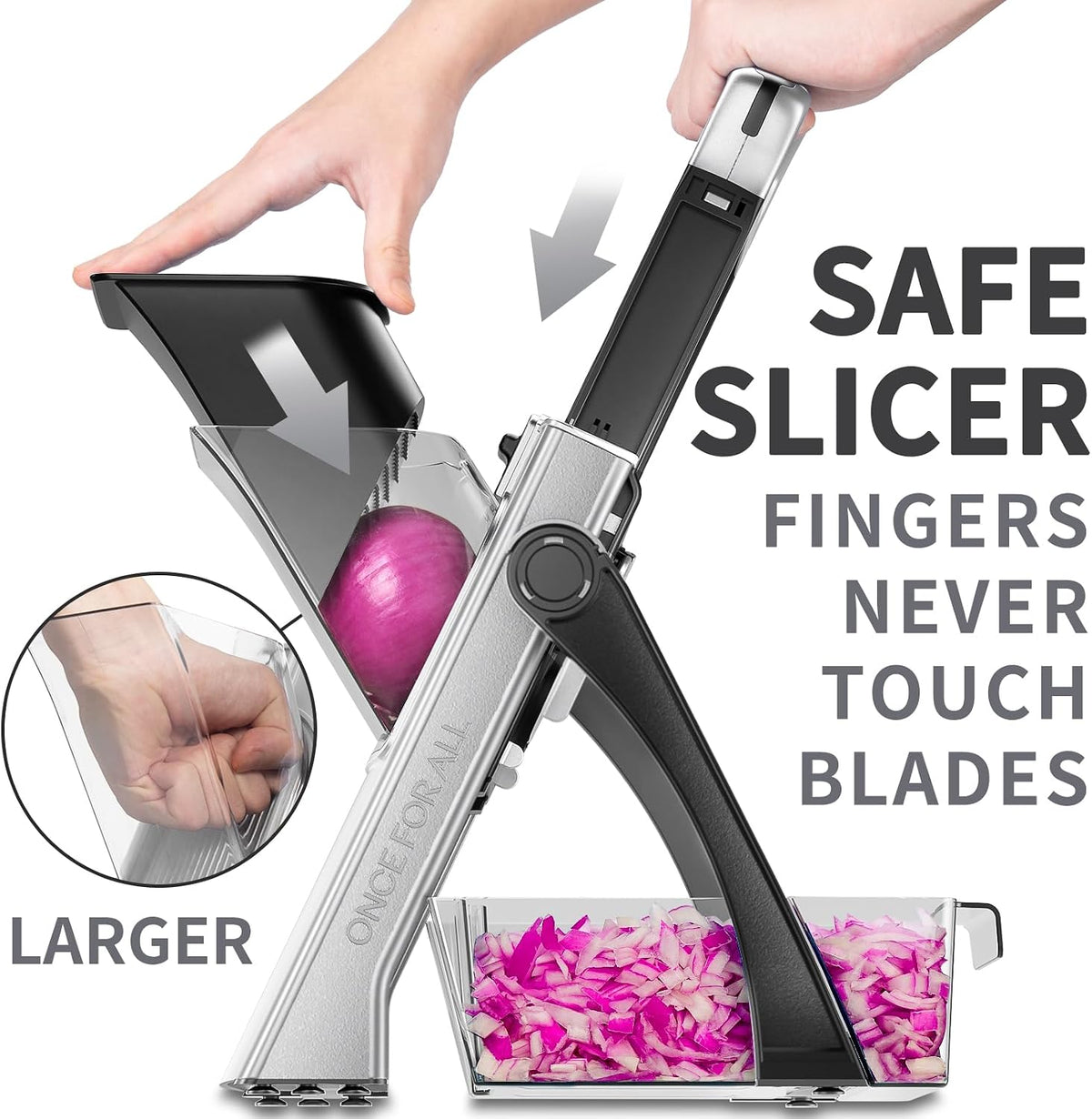 Upgrade Safe Mandoline Slicer Plus, Bigger Size, SkyBlue