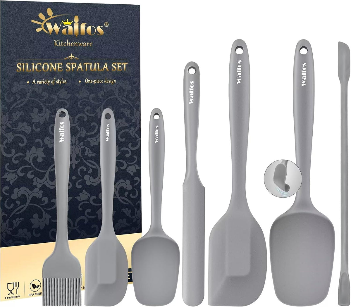 600°F High Heat Resistant Silicone Spatula Set of 5- Food Grade Rubber Spatula Set for Baking Cooking & Mixing - BPA Free, Non Stick and Dishwasher Safe,black