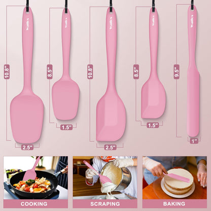 600°F High Heat Resistant Silicone Spatula Set of 5- Food Grade Rubber Spatula Set for Baking Cooking & Mixing - BPA Free, Non Stick and Dishwasher Safe,black