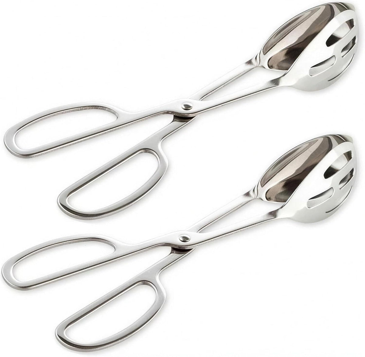 2-PACK Serving Tongs for Cooking Buffet Party Catering, Thickening Food Serving Cake Bread Kitchen Salad Tongs, Stainless Steel