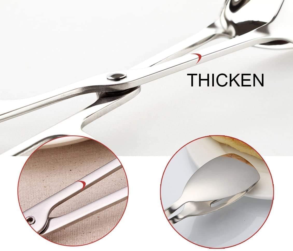 2-PACK Serving Tongs for Cooking Buffet Party Catering, Thickening Food Serving Cake Bread Kitchen Salad Tongs, Stainless Steel